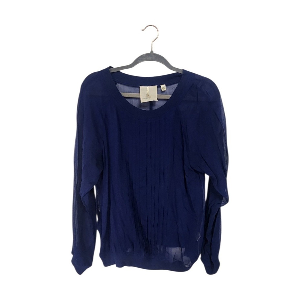 One Fine Day Free People‎ Pleated Blouse Women M Blue Excellent